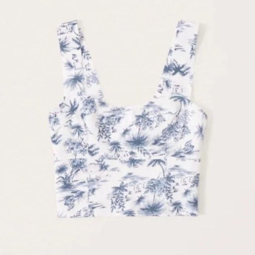 NWT Cropped Linen-Blend Corset Top